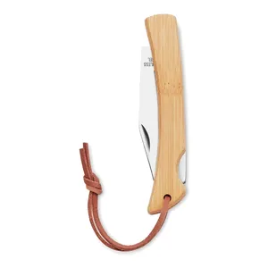 Coltello Pieghevole in Acciaio Inox e Bambù Personalizzato MANSAN per Uso Quotidiano o Collezione, Gadget Unico - Product Image 4
