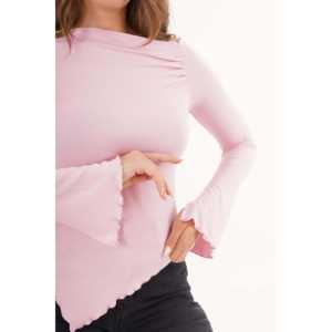 เสื้อเบลาส์สีชมพูทรงเอ-ซิมเมทริค ผ้าถัก ขายส่ง - Product Image 4