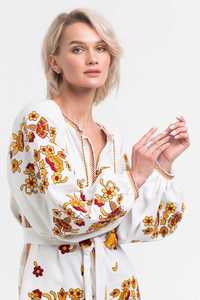 Beautiful Ukrainian Floral Embroidered Long Sleeves Boho Style Expansive Long Women Stylish Machine Embroidery Ukraine <b>Dress</b> - Product Image 3