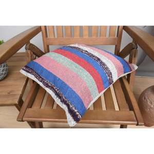 Almohada de lana de retazos Kilim Multicolor, cojín decorativo de lujo de 16x16 pulgadas, ropa de cama portátil con patrón de hojas esponjosas Vintage - Product Image 4