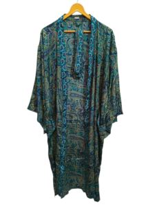 Luxury High demanded Bathrobe <b>Silk</b> Sari <b>Kimono</b> Vintage Sari Robe Soft Beach Party Gown Indian Handmade <b>Silk</b> <b>Kimono</b> for sale - Product Image 4