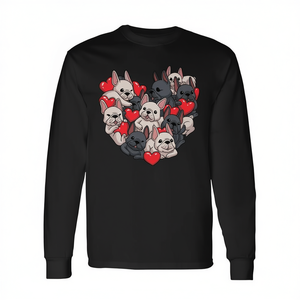 T-shirt à manches longues pour maman de bouledogue français, design cœur Frenchie, pour la Saint-Valentin, t-shirt promotionnel - Product Image 2