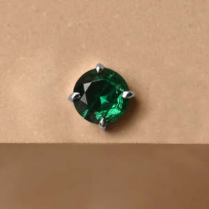 NOVAMART Fine Men's Vintage Green <b>Stud</b> <b>Earring</b> 925 Sterling Silver with <b>Emerald</b> Cut Diamond & Rose Gold 1 Piece Gift for Men Boy - Product Image 2