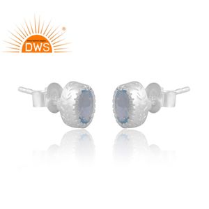 Nouveautés 925 argent naturel bleu topaze pierres précieuses boucle d'oreille conception personnalisée bijoux pour femmes cadeau pour elle - Product Image 3