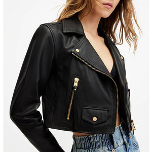Chaqueta corta de cuero para mujer, hecha de cuero puro, fácilmente disponible, nuevo estilo, ropa de invierno, Chaqueta corta de cuero para mujer de Color personalizado - Product Image 2