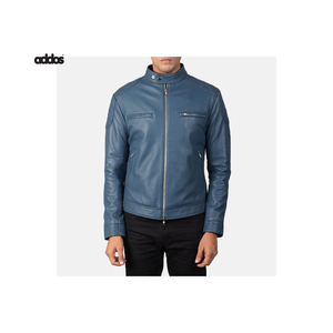 Chaqueta personalizable de cuero genuino de búfalo para hombre, impermeable, transpirable, con técnica de lavado de piel de oveja, cierre de cremallera - Product Image 3