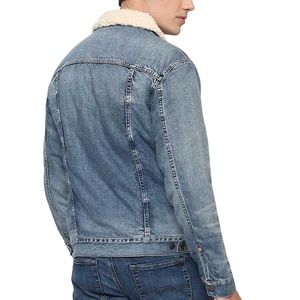 Veste en jean occidentale classique en matière de marque pure, style doublé, décontractée, col en fourrure, veste en jean pour homme - Product Image 2