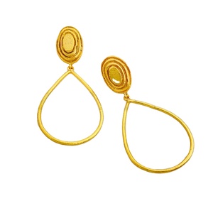 Gold Plated Drop and Dangle Stylish Handmade Earring for Women and Girls Brass Bangle <b>Jewelry</b> Resin Brass Bangle Use - Product Image 2