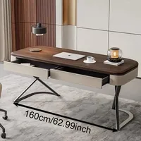 Ensemble de bureau et chaise OEM en noyer, bureau d'ordinateur rétro en placage de noyer, ensemble de bureau de direction italien