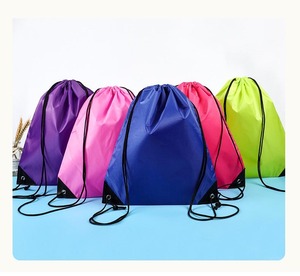 Hot Sale Eco Friendly Reusable Nylon Polyester Custom Printed Logo Gym Backpack Bag Drawstring Gym Cinch String Bag
