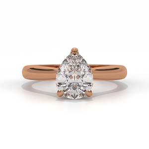 Bague de fiançailles en or 1CT Forme poire Diamant HPHT CVD cultivé en laboratoire Bijoux en or massif pour femmes - Product Image 1