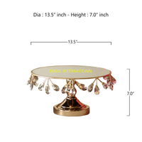 Support à gâteau de luxe en métal doré avec perles de cristal, plateau miroir, résistant à la chaleur, passe au lave-vaisselle, centre de table pour desserts de mariage
