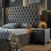 Juego de Dormitorio King-Size de Estilo Europeo Moderno con Colchón Confortable y Estructura de Cama de Diseño Moderno para Apartamento y Oficina en Casa