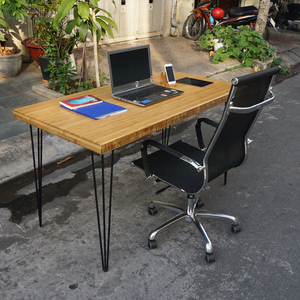 BFHB019-Executive <b>Desk</b> with 70x140cm Melamine Wood Top 50mm Thick Bamboo Luxury & Minimalist Industrial Design - Product Image 1