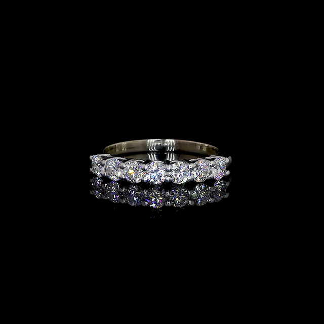 14K Solid Gold IGI Certified Lab Grown Diamond Wedding Band 0.70 Carat Total 7 Stone Anniversary Ring 3.5 Gram