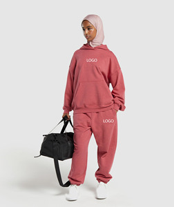 Nouveau surdimensionné de haute qualité Logo personnalisé pulls à capuche femmes 500GSM Fitness & Jogging porter poche kangourou sweats à capuche - Product Image 6