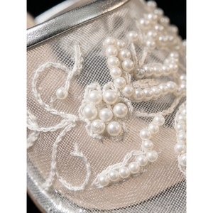 529 S Pearl Embroidered Floral Mules Slip-On Open Toe Insole Anti-Slip Light Features Genuine Leather Lining <b>Rubber</b> for Autumn - Product Image 2