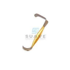 Retractor de pecho de doble punta con dientes, instrumentos de cirugía plástica chapados en oro de 22X55mm y 31cm - Product Image 2