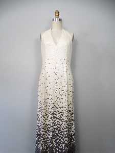 Vestido de cóctel de fiesta de noche sin mangas hasta el suelo con cuentas florales negras antiestáticas para eventos - Product Image 3