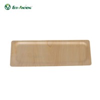 Assiettes jetables en bois en forme de feuille et de vague, en bois naturel, pour la restauration et les événements