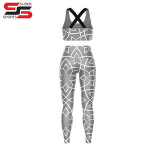 Diseño personalizado mujeres Yoga ropa conjunto transpirable sólido deportes sujetador pantalones Leggings sublimación impreso Fitness gimnasio - Product Image 3
