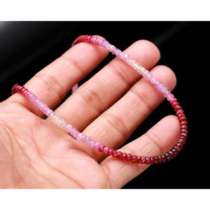 Collier en cristal de 16 pouces avec perles de pierres précieuses teintées rubis, facettées en rondelles de 3,5-4 mm - Product Image 3