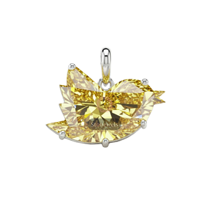 Colgantes y Dijes de Joyería Fina de Plata de Ley 925 Chapados en Oro con Pájaro Amarillo Navideño de Fantasía, Diamantes Cultivados en Laboratorio Certificados por GIA - Product Image 1