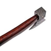 Kapak Tomahawk Baja Damaskus Kelas Industri Buatan Tangan, Mata Pisau 4 3/4 Inci, Gagang Kayu Ukiran, Garansi 3 Tahun untuk Aktivitas Luar Ruangan