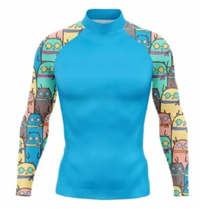 Men's UPF 50+ UV Sun Protection Rash Guard Quick-Drying Compression <b>Swim</b> Shirt <b>Long</b> <b>Sleeves</b> Breathable Splice Design Printed - Product Image 3