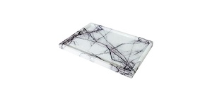 Plateau élégant en marbre et acier inoxydable pour la décoration de la maison, plateau de service rectangulaire élégant et luxueux, imperméable, personnalisable - Product Image 5