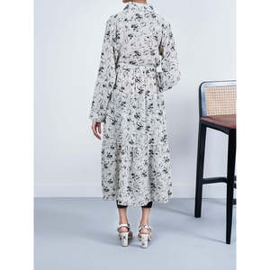Robe en coton ADAH imprimée, coupe classique, style élégant et décontracté pour femme de bureau, respirante, longueur genou, taille basse, idéale pour les mariages et les fêtes - Product Image 5
