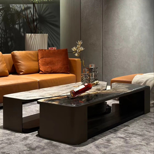 Muebles de lujo contemporáneo/moderno marrón/oro piedra Metal mesa de centro para sala de estar Hotel - Product Image 1