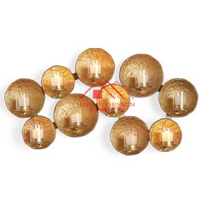 Aplique de Pared de Metal con Acabado Dorado, Portavelas, para Decoración de Pared Completa - Product Image 3