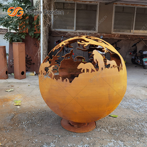 Usine directement miroir fini 400mm décoration de jardin en acier Corten regardant boule creuse - Product Image 4