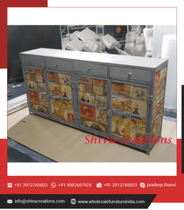 Gabinetes de metal vintage modernos e industriales muebles de dormitorio de madera maciza de alta calidad fabricados en hierro para uso en la cocina al por mayor - Product Image 4