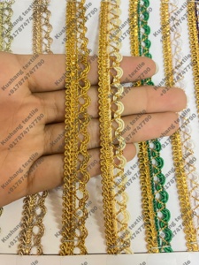 Erkoumi Wholesale Eco-Friendly 100% Polyester Small Scallop Lace Trim Gold Silver Wire <b>Sequins</b> Holiday Gift Packaging Ethnic - Product Image 6