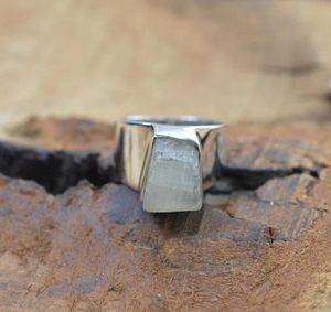 Rough Rainbow Moonstone 925 Sterling Silver <b>Ring</b> Handmade Natural Gemstone Jewelry June Birthstone Gift for Women - Product Image 3