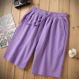 กางเกงขาสั้นผ้าคอตตอนสำหรับผู้ชายแบบปักลายลายด้วยเหงื่อตัดขอบขอบขอบซีดจางออกแบบโลโก้ได้ตามต้องการ - Product Image 4