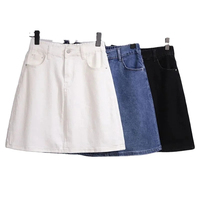 Jupe crayon pour filles 100% coton denim, design multicolore, style streetwear urbain, longueur genou, décontractée, printemps été, écologique