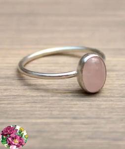 Précieux bonne qualité Quartz Rose 6x9mm lunette ovale ensemble anneau beau 925 bijoux en argent Sterling pour cadeau de bonne année - Product Image 1