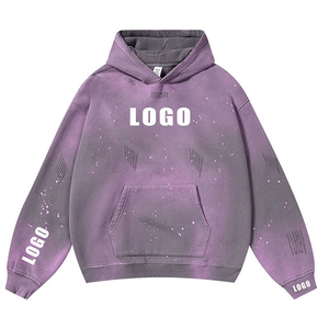 Otoño-Invierno Hombres Aparte Wash Sudadera con capucha 100% Poliéster Color sólido Logotipo personalizado Color sólido Sudadera con capucha - Product Image 5