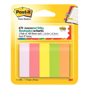 670 Assorted Sticky <b>Bookmarks</b> 5 Pads of 100 Sheets Each 1.5x5cm Post-It Notes - Product Image 3