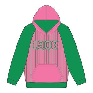 Sweat à capuche en coton mélangé à rayures vertes et rose 1908, vêtements de sororité grecque, personnalisé, Divine Nine HBCU, vie grecque - Product Image 2