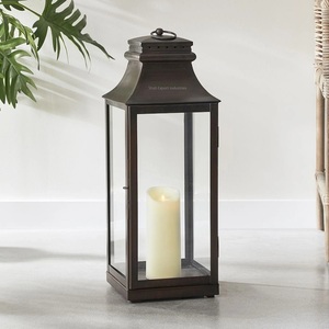 ชุดตะเกียงเทียนโลหะแก้วสีดำสไตล์อเมริกันชุดโคมไฟ2ชิ้นโคมไฟทรงสูงขนาดเล็กสำหรับตกแต่งบ้านและสวน - Product Image 5