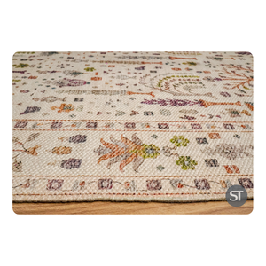 Delicate Floral Printed PET Yarn Flat Rug Phoolvan Design with Botanical and Tree Patterns Floor Art Carpet Bulk Wholesale - Product Image 6