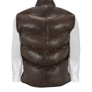 ATLANTIC Men's New Brown Real Sheepskin Chaleco de cuero acolchado ODM Supply Casual Winter Puffer Vest - Product Image 4