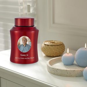 โกศเผาศพขนาดเล็กสำหรับมนุษย์ที่เป็นของชำร่วยทำจากสแตนเลสรูปภาพโกศขนาดเล็กสำหรับมนุษย์สีแดง - Product Image 6