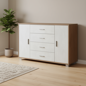 Quadrante 775 Stelvio <b>Sideboard</b> in <b>Walnut</b> and White Oxide (135cm) Home Storage & Organization for Sarmog Quadrante 775 - Product Image 3