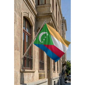 Comoros Wall-Mounted Telescopic Flagpole <b>Set</b> with Digital Printed Polyester Banners - Product Image 2