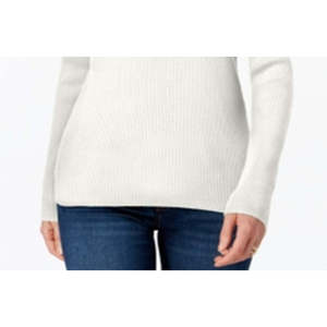 Maglione a Collo Alto a Costine a Maniche Lunghe da Donna Karen Scott Bianco Taglie Petite e Large per la Stagione Autunnale - Product Image 3